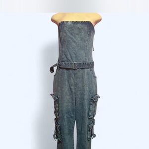 Women's Denim Strapless Jumpsuit